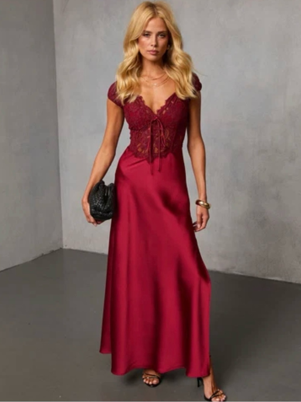Gorgeous bodice lace and satin gown